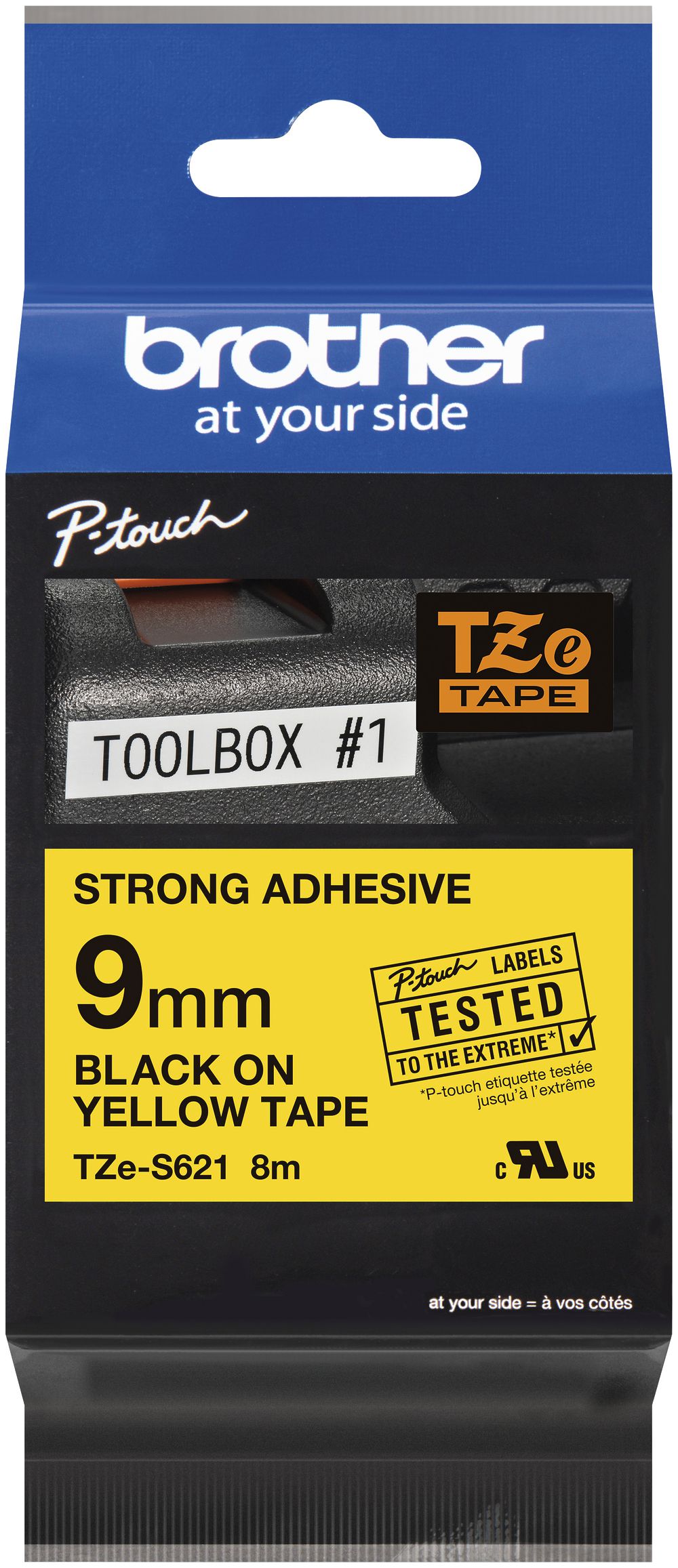 Cassetta nastro Brother TZe-S621 9mm×8m giallo/nero