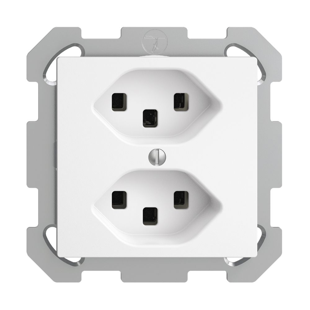 UP-Steckdose 2×T23 16A EDIZIOdue weiss, mit Steckklemmen