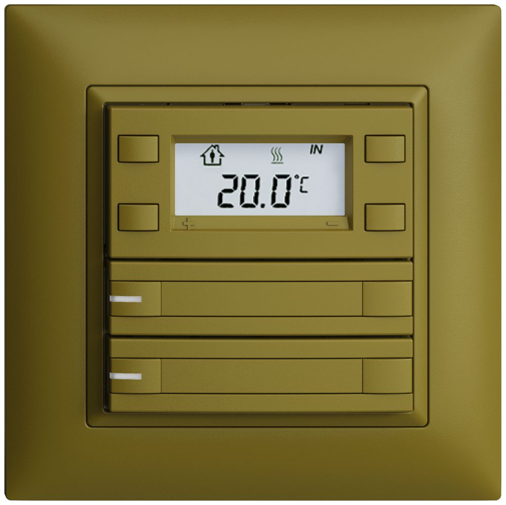 Poussoir RTH ENC KNX 2× EDIZIOdue FMI olive, avec pap.+LED RGB