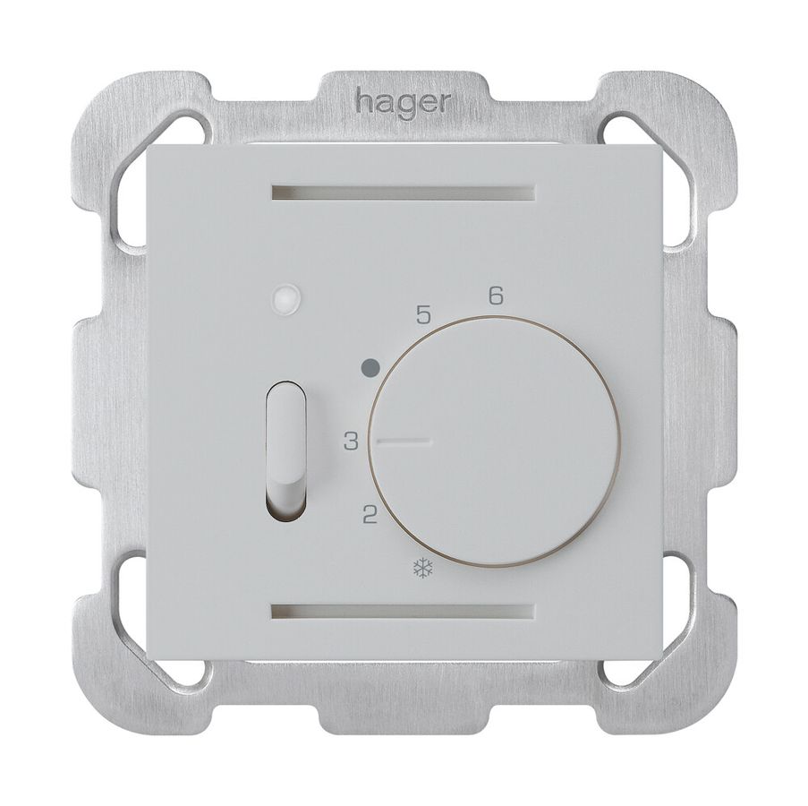 UP-Raumthermostat kallysto hellgrau mit Schalter mit Befestigungsplatte