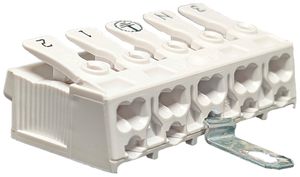 Morsetto di connessione 5P 0.5…2.5mm² leve azionamento staffa messa a terra bi