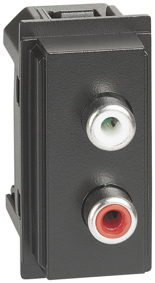 Audio-Anschlussdose Living Now 2×RCA rot/weiss 1 Modul schwarz