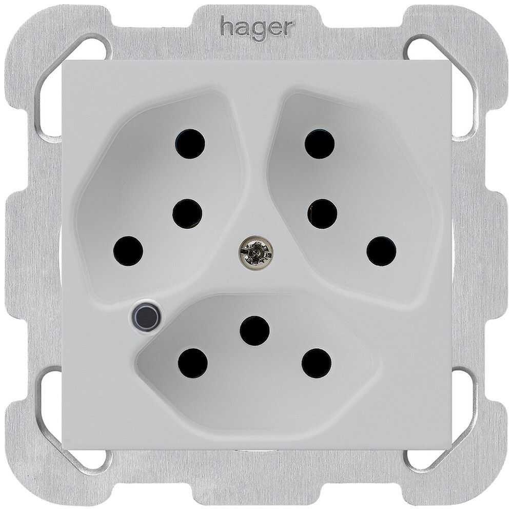 Presa INC Hager kallysto 3×T13 illuminato B grigio chiaro
