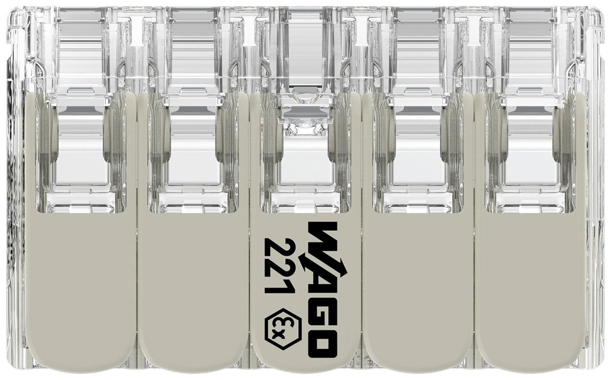 Verbindungsklemme WAGO 221 10×0.2…4mm² Hebel 32A 440V grau transparent