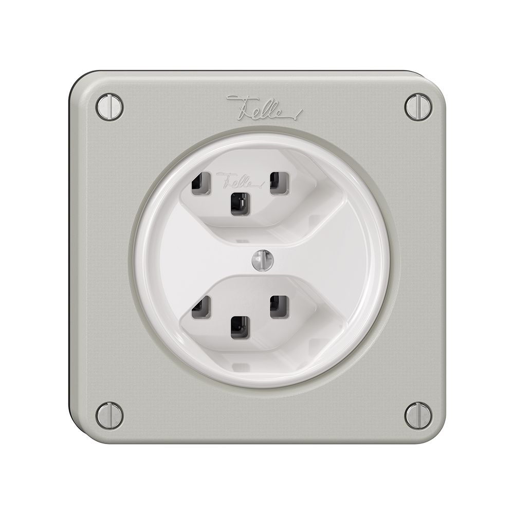 Steckdose NEVO, 2×T23, lichtgrau