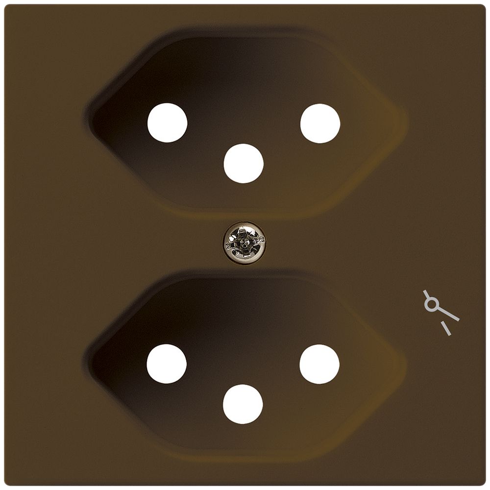 Plaque frontale kallysto 2×T13/1 60×60mm brun pour prise 2×T13/1