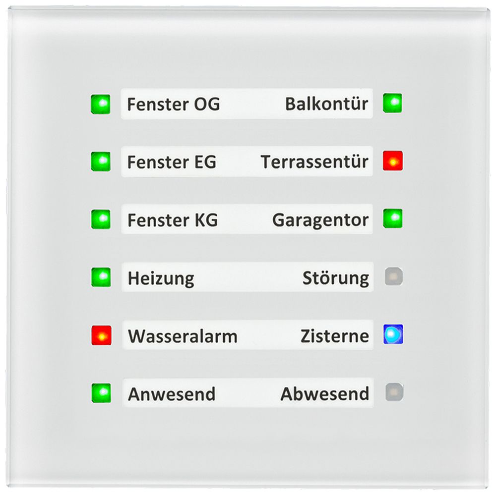 Apparecchio indicatore KNX INC MDT SCN-GLED1W.01 campo per designazione vetro