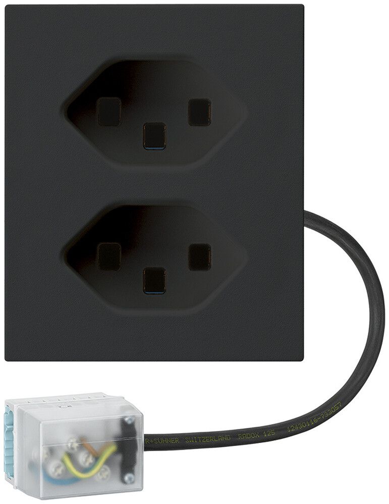 FLF-Steckdose Hager 2×Typ 23 mit Power-Dose L3 D schwarz