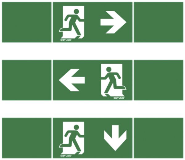 Piktogramm-Satz ESYLUX SLA 14m Pfeil R/L/U 70×312mm