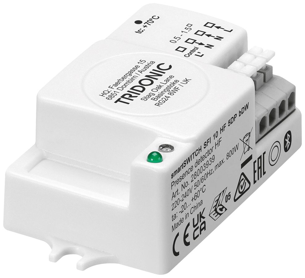 Präsenzmelder Tridonic smartSWITCH SFI 10 HF 5DP bDW weiss