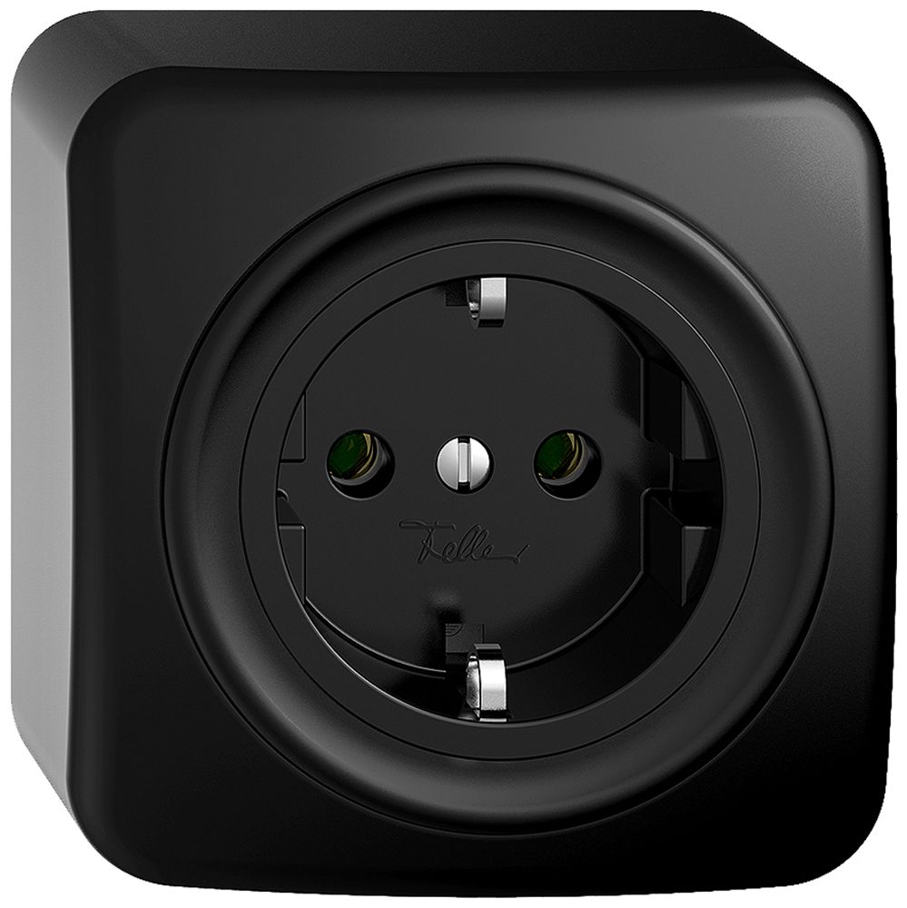 Presa AP Feller STANDARDdue Schuko 16A 230V 76×76mm nero