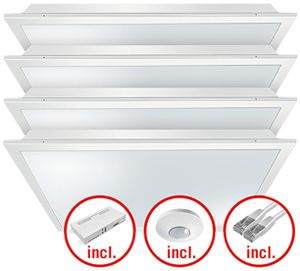 EB-LED-Leuchtenset ESYLUX CELINE-2 625×625 4×30W 840 16800lm opal