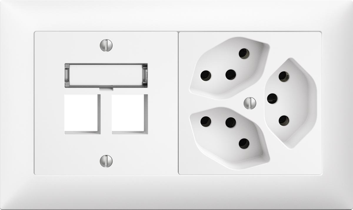 Combinazione INC Edue 1×2, 2×Keystone + Presa 3×T13 bi