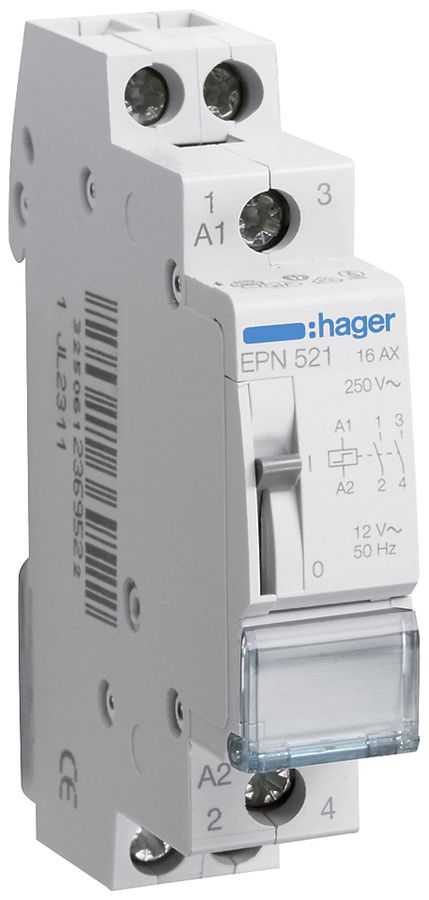REG-Schrittschalter Hager 1TE 12VAC DC 0 Öffner 2 Schliesser 0 Wechsler