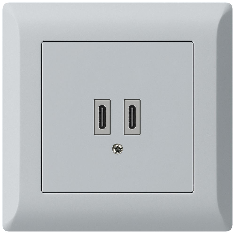 UP-USB-Ladesteckdose Hager kallysto.line C-C 20W 5V 92×92mm grau