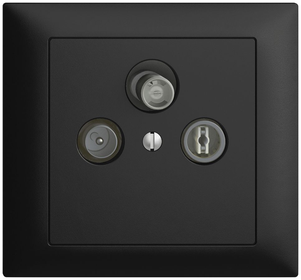 EB-Stichdose SAT/TV DB52 EDIZIOdue schwarz mit IEC/F-Anschluss