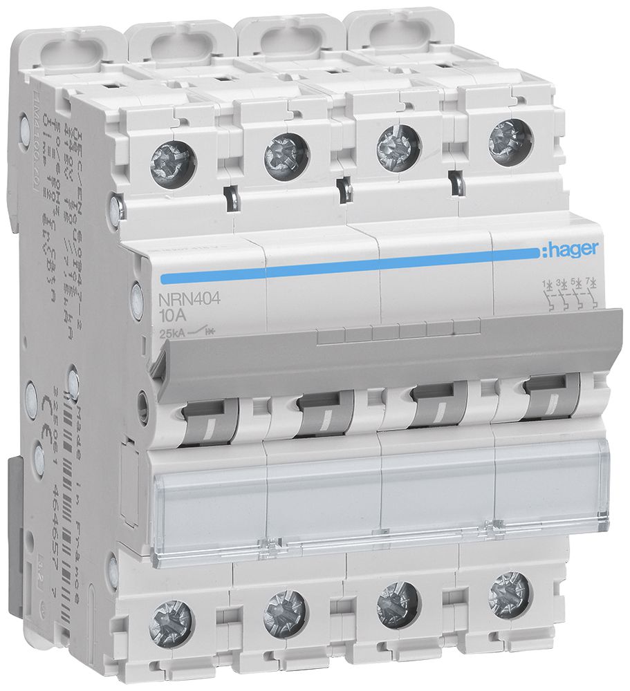 Leitungsschutzschalter Hager MCB 4P 415V Typ C 4A 4TE