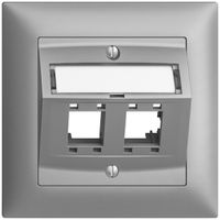 UP-Montageset EDIZIOdue, mit Schrägauslasshaube, für 2×RJ45, silver