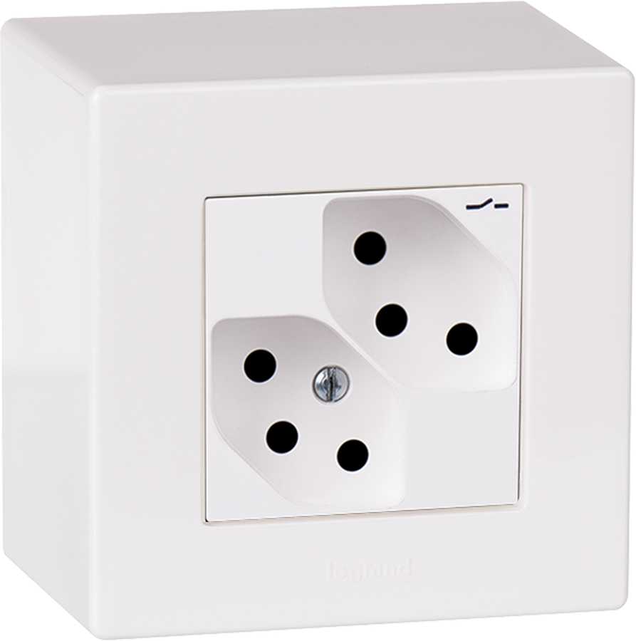 Prise AP ATO 2×T13 1×S blanc grd.I