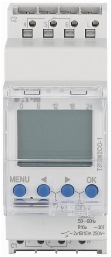 REG-Zeitschaltuhr digital Eaton 2 TE Wochenprogramm 2 Kanäle Steckklemmen