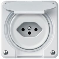 UP-Steckdose robusto 1×T13 10A 250V 86×86mm IP21 weiss