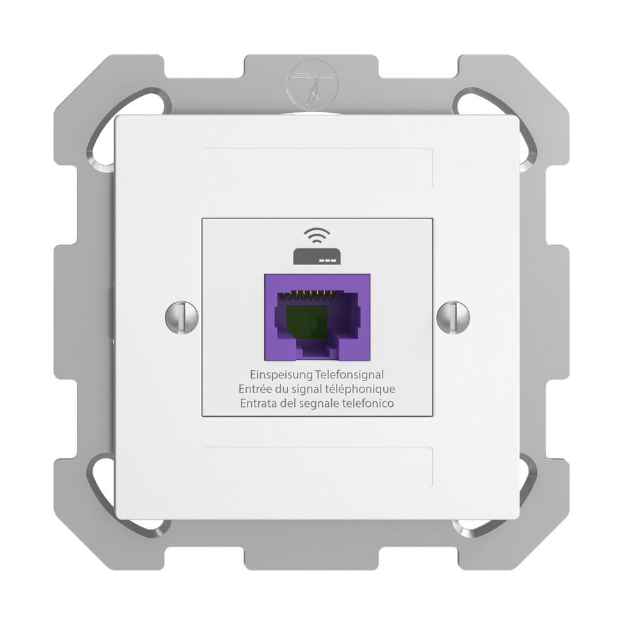 Prise de retour ENC EDIZIOdue FM 1×RJ45 p.Swisscom VoIP, 8 pôles, UTP, blanc