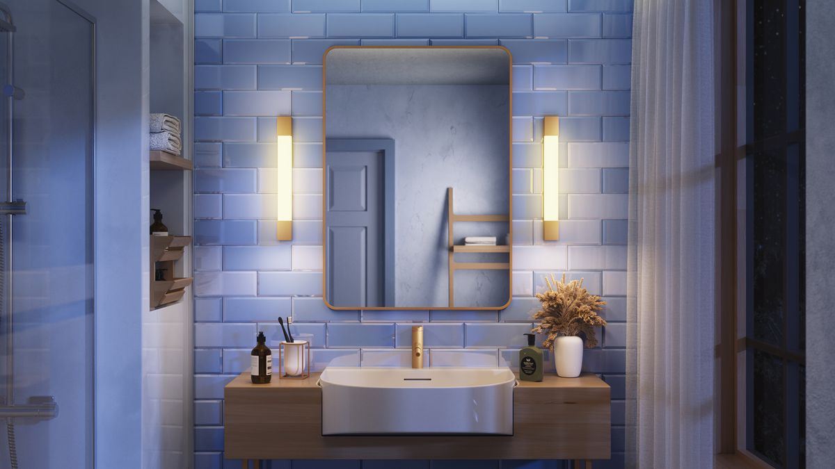 LED-Wandleuchte Philips Rover SQ 5W 730lm 827 IP44 444×50×52mm Messing