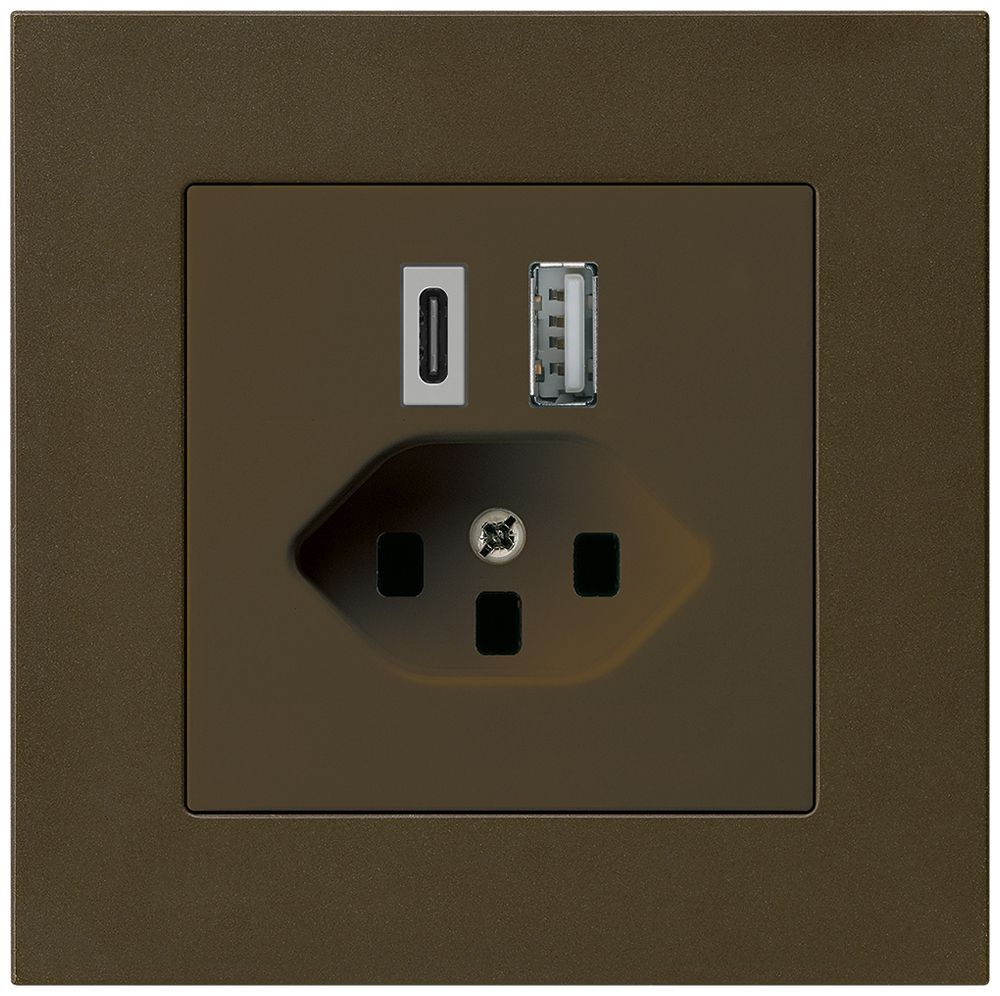 Prise de charge USB ENC kallysto.pro 18W PD 1×type A 1×type C T23 brun