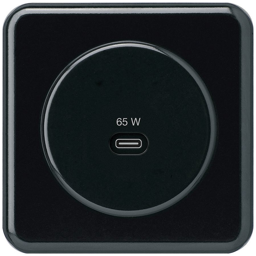 UP-USB-Ladesteckdose Hager basico Typ C 65W 3250mA schwarz