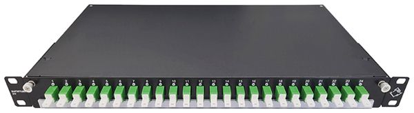 Coffret d'épissure 19" Dätwyler OV-CH 24×LSH/APC vert OS2 décalé 1UH noir