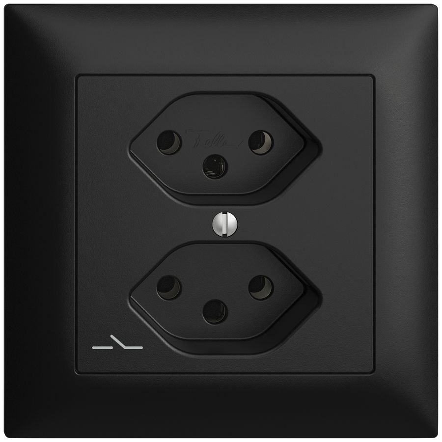 UP-Steckdose EDIZIOdue 2×T13 1×S schwarz mit Shutter