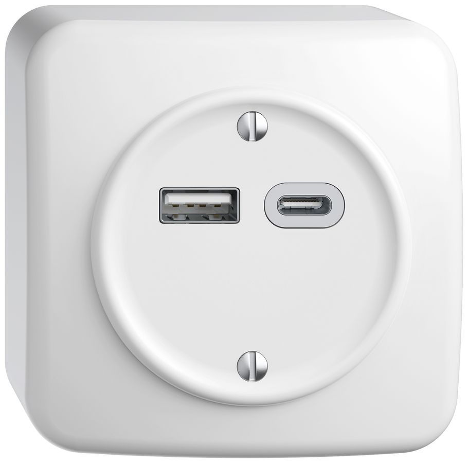 Prise de charge USB AP STANDARDdue SNAPFIX® 230V AC 18W 1×USB A 1×USB C bc