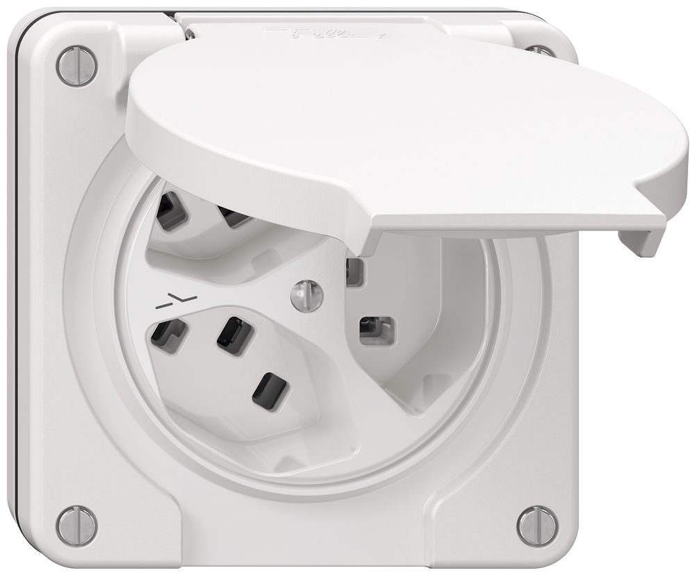 NUP-Steckdose NEVO, 3×T23, IP21, 1×getrennt, weiss