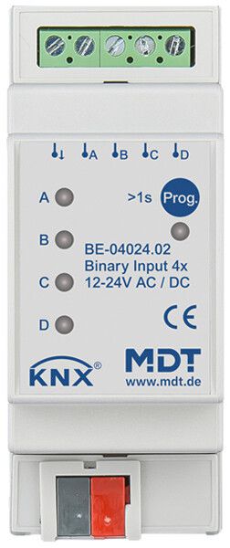 REG-Binäreingang KNX MDT BE-04024.02 4-Kan 12…24VUC 2TE