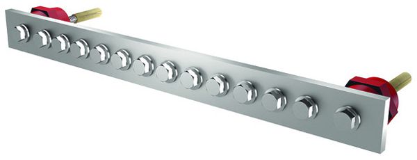 Potenzialausgleichsschiene Flury PA 20, Cu vsn, 1-reihig, 450×40×5mm, 12×M10