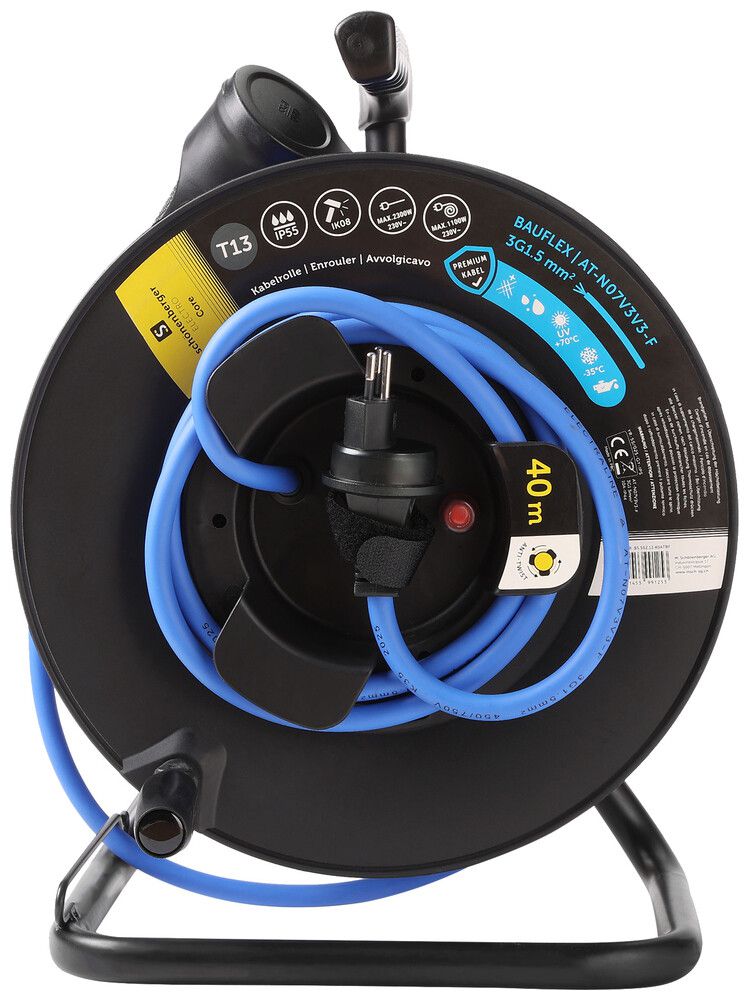 Kabelrolle Schönenberger Stecker:T13 Steckdose:1×T13 40m IP55 schwarz