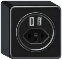 AP-USB-Ladesteckdose origin 1×USB-A 1×USB-C 3000mA 5V mit Typ 23 schwarz