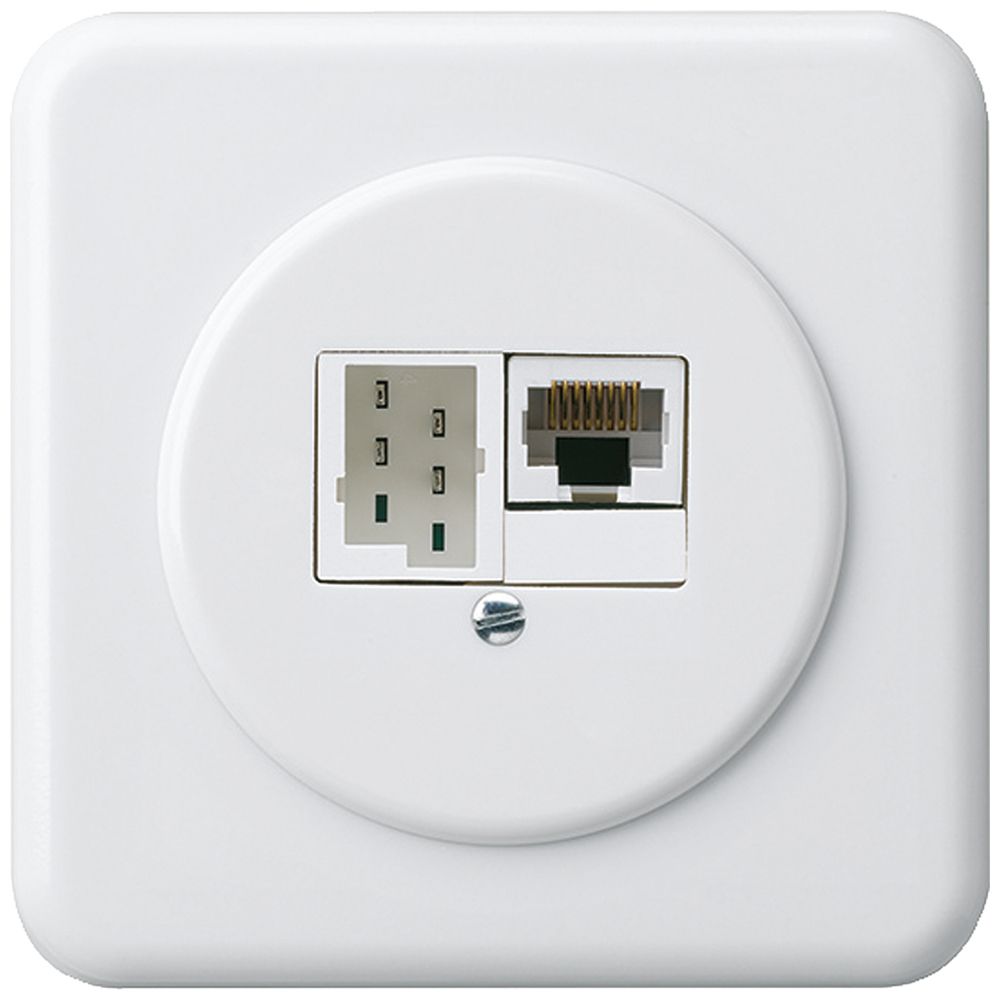 UP-Anschlussdose basico 1×RJ45u+1×TT83 weiss