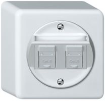 Scatola di raccordo AP origin 2×RJ45 8(8) cat.6 obliquo 88×88×54mm bianco