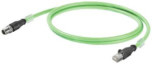 Câble de raccordement Weidmüller EIP cat.6 PUR RJ45/M12 X-Type fiche droit 2m vt