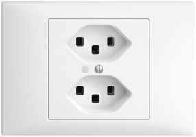 EB-Steckdose 2×T23 16A EDIZIOdue weiss mit LED grün, Steckklemme