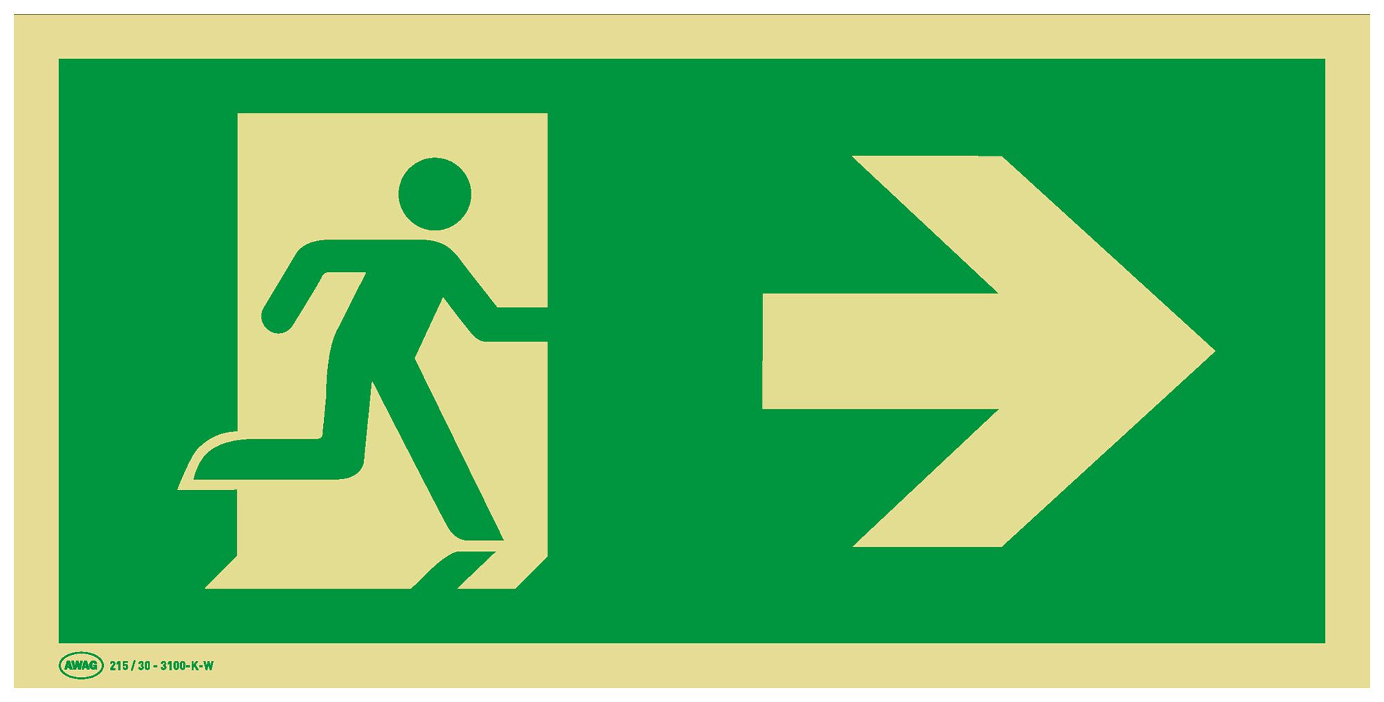 Rettungszeichenschild AWAG Pfeil nach rechts 300mm