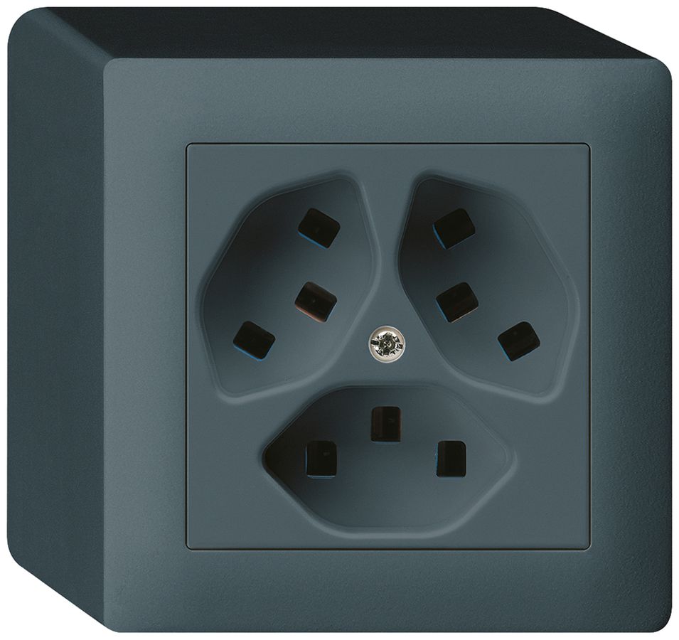 Prise AP Hager kallysto 3×T23 Q anthracite