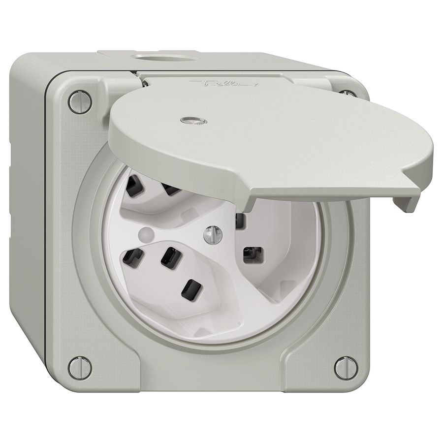 Prise NAP NEVO, 3×T23, IP21, a.LED, gris clair