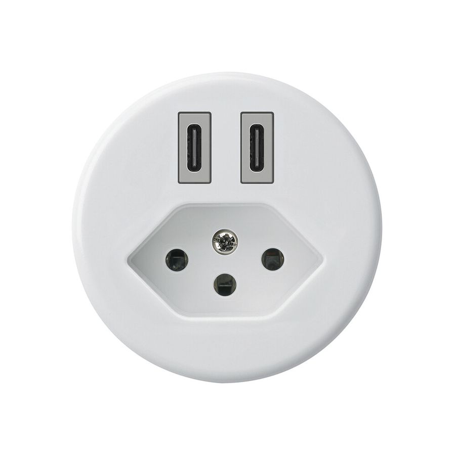 Prise de charge USB Hager basico C-C 20W+T13 5V blanc