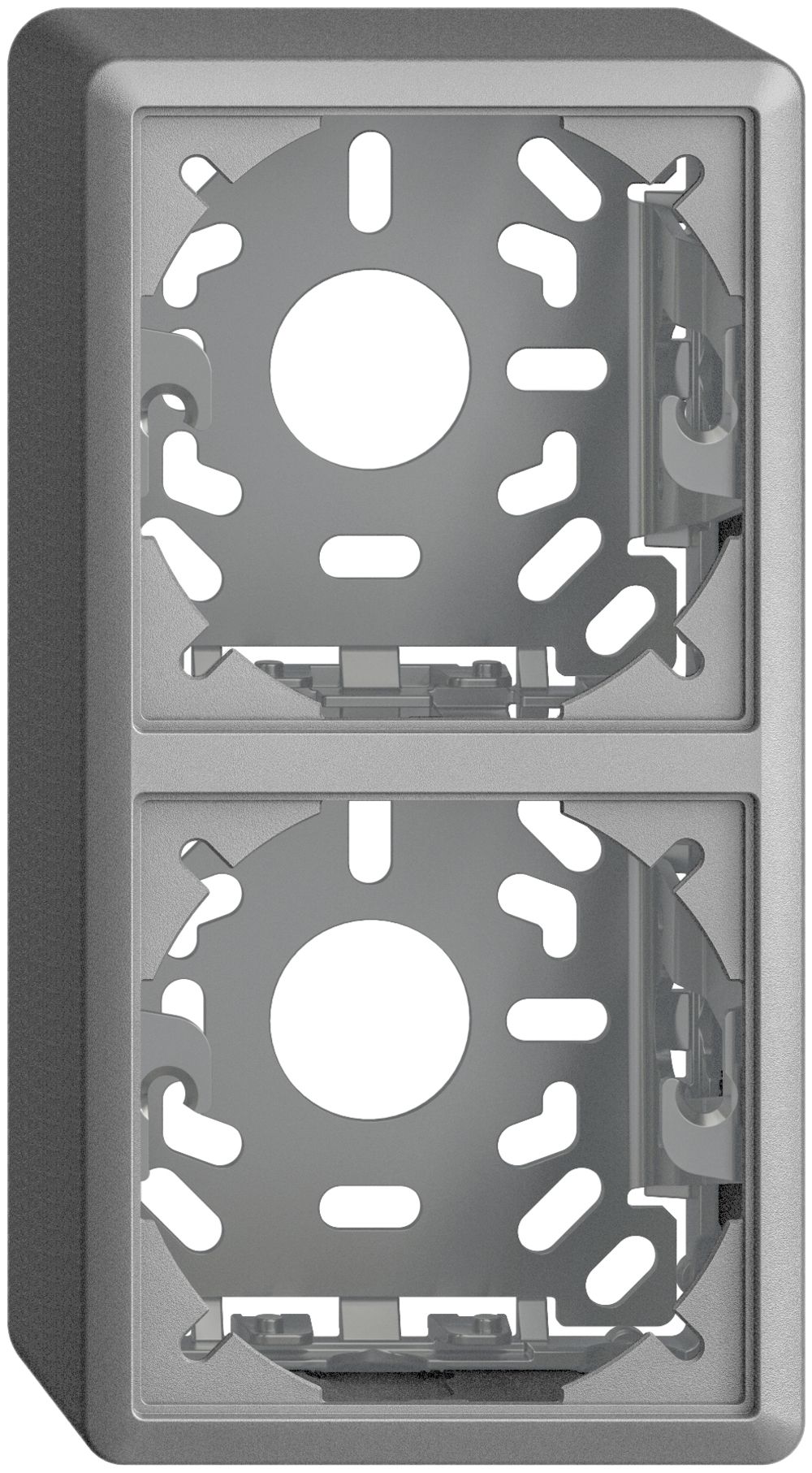 Cappa con piastra di base 2×54mm per combinazione FX verticale/orizzont. silver