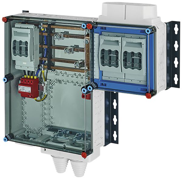 Distributore Hensel Mi 2×3×NH 00, 125A, con protezione sovratensioni TN-S/TT