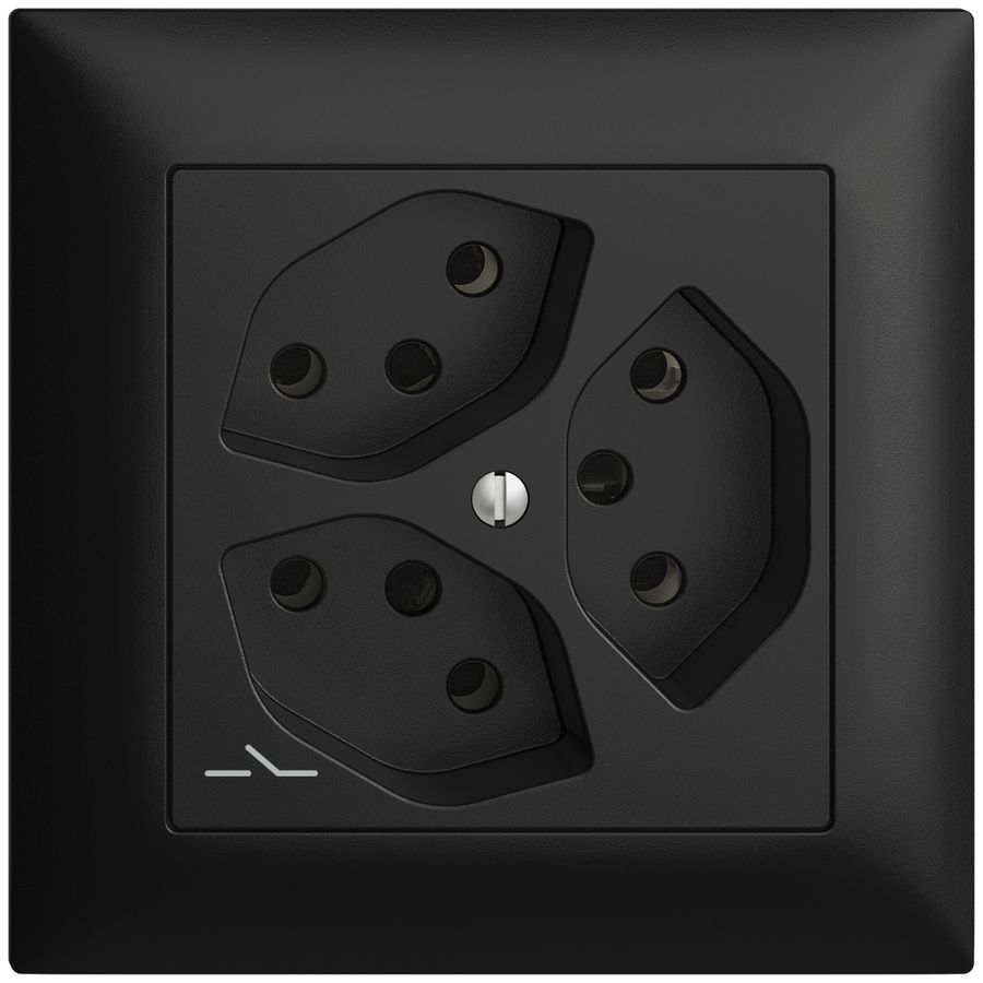 UP-Steckdose EDIZIOdue 3×T13 1×S schwarz