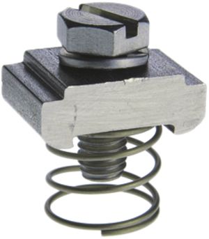 Nutenstein Woertz, Stahl verzinkt, M6, mit Feder und Schraube