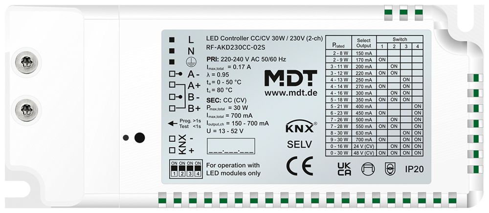 Alimentazione LED KNX MDT RF-AKD230CC.02S 2-can 30W 220…240V